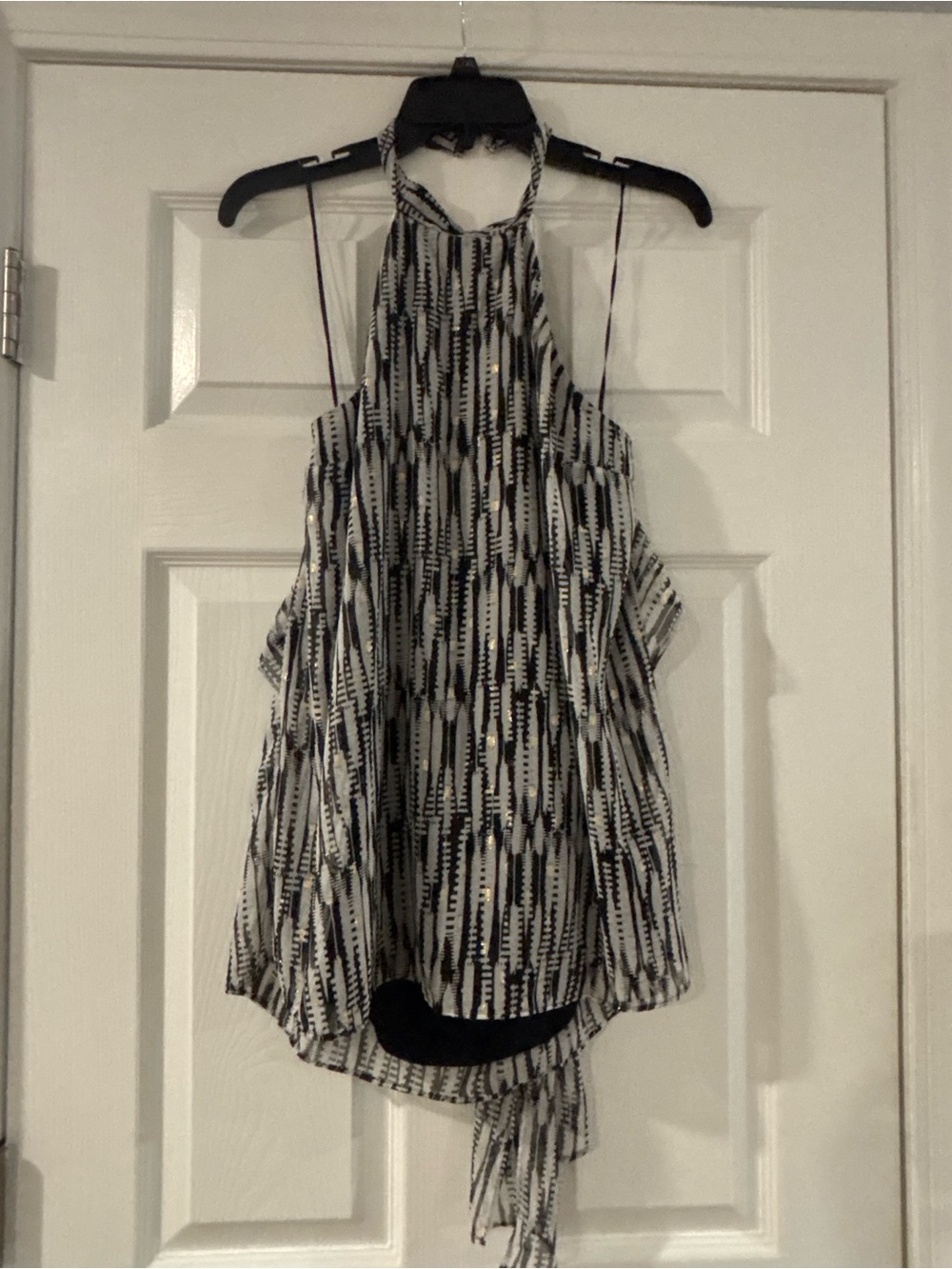 Express Black and White Asymmetrical Halter Tank